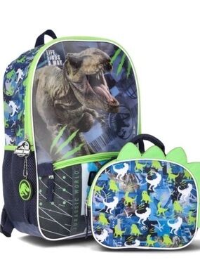 Universal Studio Jurassic World  Boy's 17" Backpack with Lunch Box, 2-Piece Set